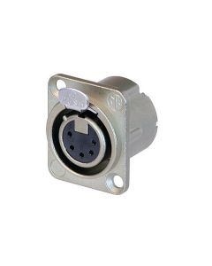 Neutrik XLR 5p. Chassis Female Zilveren contactpunten, nikkelen behuizing