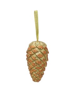 EUROPALMS Pinecone ( Eikel) hanger , glitter, goud, 18cm