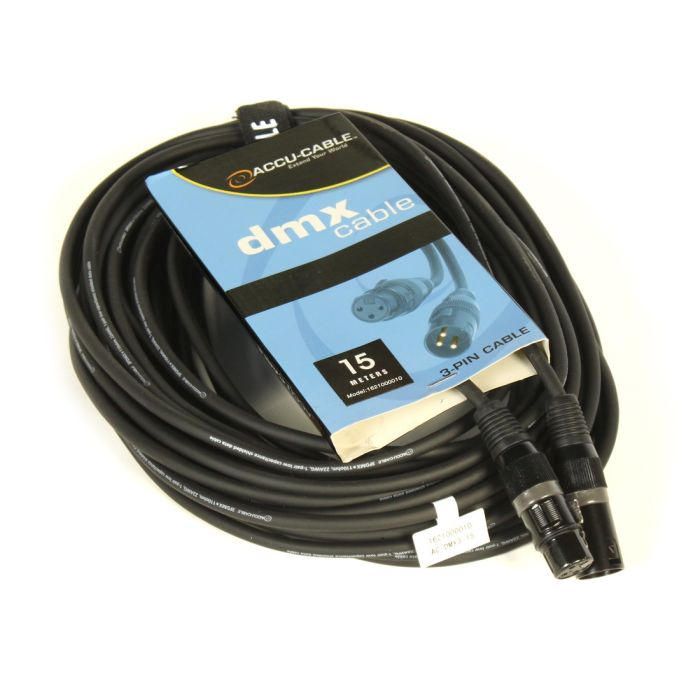 Accu Cable Male - Female 3 polig xlr kabel 15mtr voor DMX
