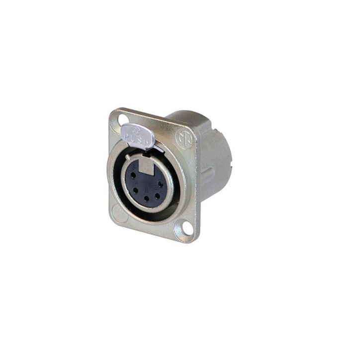 Neutrik XLR 5p. Chassis Female Zilveren contactpunten, nikkelen behuizing